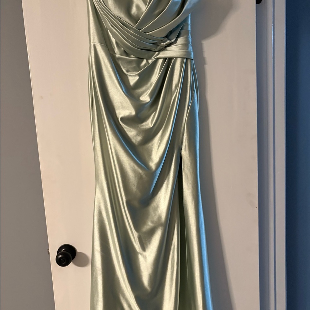 Strapless Satin Dress in Soft Green